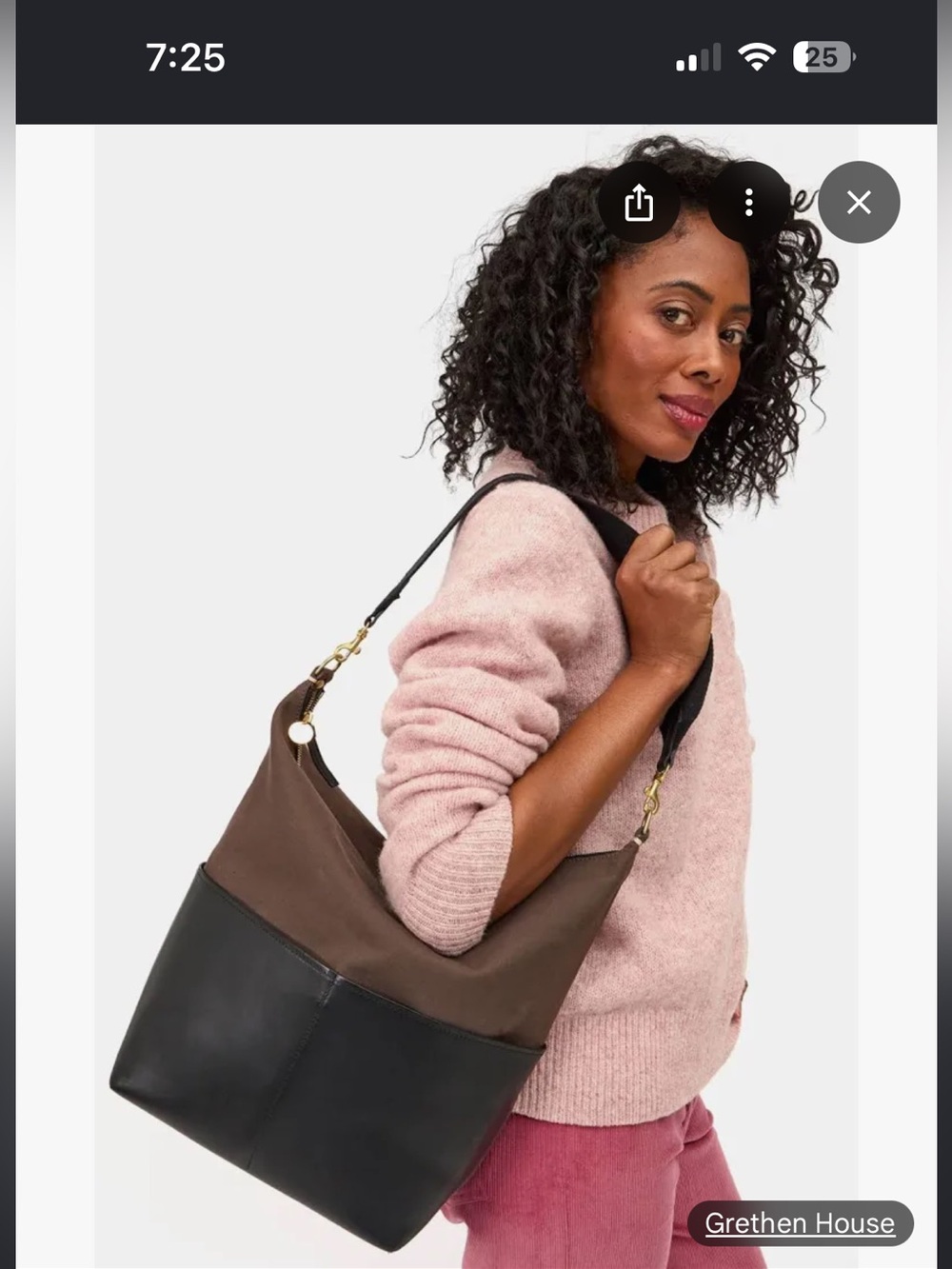 Clare V Sophie Canvas & Leather Shoulder Hobo Bag in Brown and Black NWT